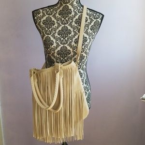 Steve Madden Crossbody Fringe Purse in Cream